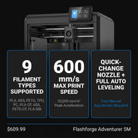 Adventurer 5M 3D Printer, Fully Auto Leveling & 600Mm/S High Speed Printing, Black — Results & Stats
