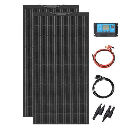 12V Flexible Solar Panel Kit 240W 360W 480W 600W 720W Charge Controller Cable for Battery RV Trailer Boat Cabin Caravan Truck