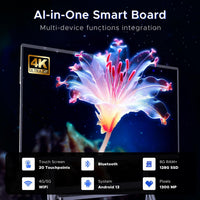 65'' Smart Board,Electronic Interactive White Board with 4K Touchscreen Display Built in UHD Camera Open App Ecosystem Digital Whiteboard for Business Office Classroom Home (65'')