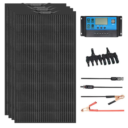 12V Flexible Solar Panel Kit 240W 360W 480W 600W 720W Charge Controller Cable for Battery RV Trailer Boat Cabin Caravan Truck