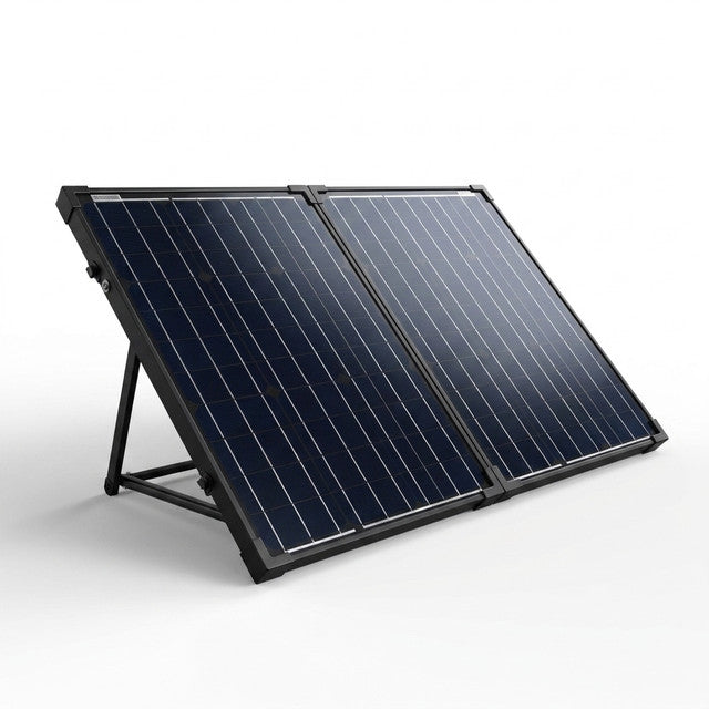 100-Watt Portable Briefcase Offgrid Solar Panel Kit with Proteusx 20-Amp Charge Controller — Studio Shot