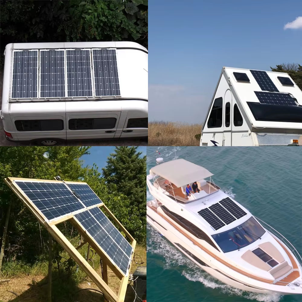 12V Flexible Solar Panel Kit 240W 360W 480W 600W 720W Charge Controller Cable for Battery RV Trailer Boat Cabin Caravan Truck
