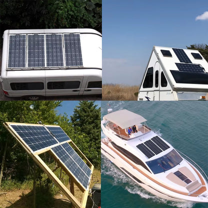 12V Flexible Solar Panel Kit 240W 360W 480W 600W 720W Charge Controller Cable for Battery RV Trailer Boat Cabin Caravan Truck