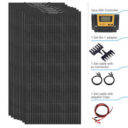 12V Flexible Solar Panel Kit 240W 360W 480W 600W 720W Charge Controller Cable for Battery RV Trailer Boat Cabin Caravan Truck