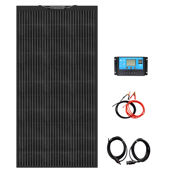 12V Flexible Solar Panel Kit 240W 360W 480W 600W 720W Charge Controller Cable for Battery RV Trailer Boat Cabin Caravan Truck